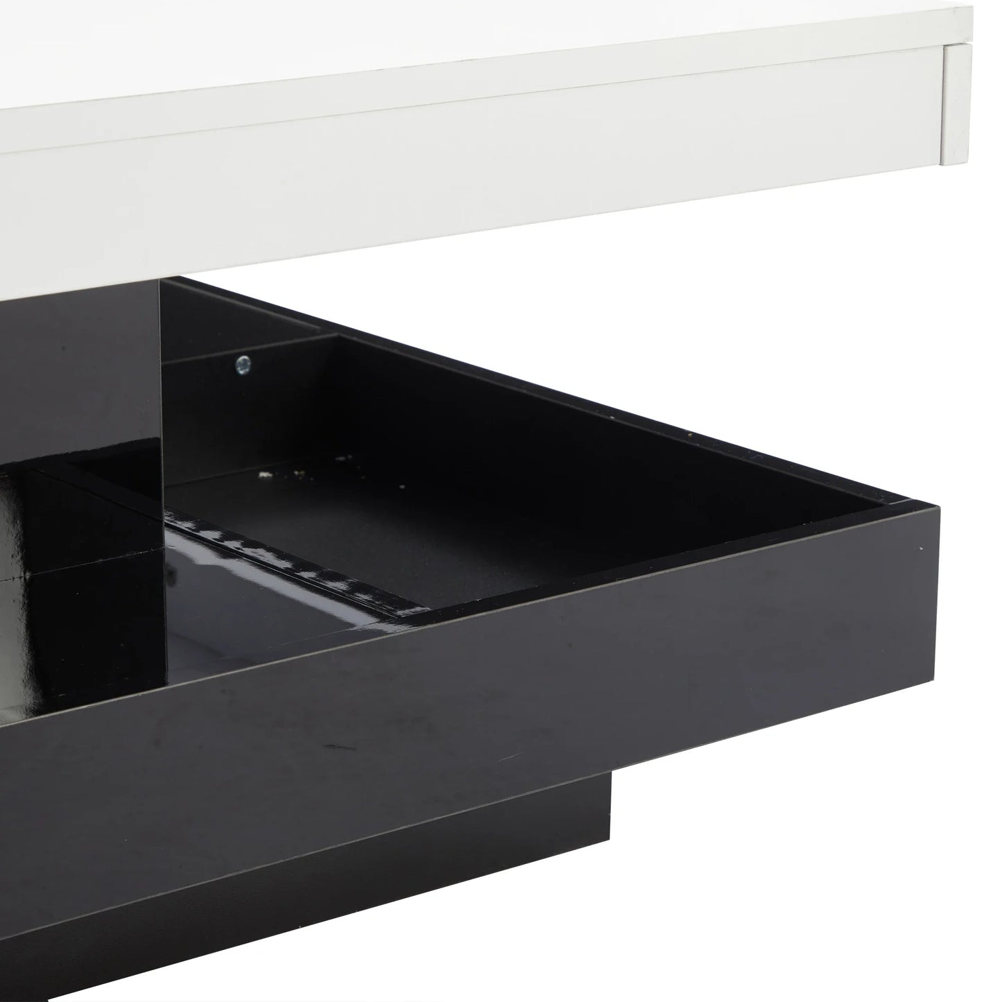 Roterbart Soffbord med Högblank Yta – Elegant & Funktionellt i Två Nivåer