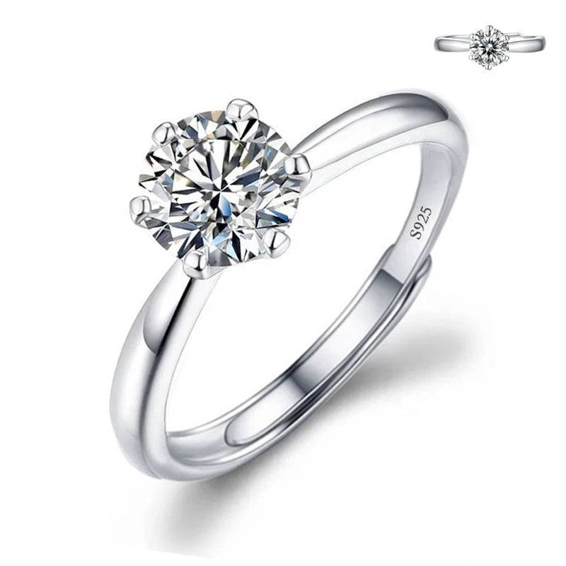 Justerbar Moissanite Förlovningsring – Öppen Design i Silverpläterad Koppar – Elegant & Prisvärd