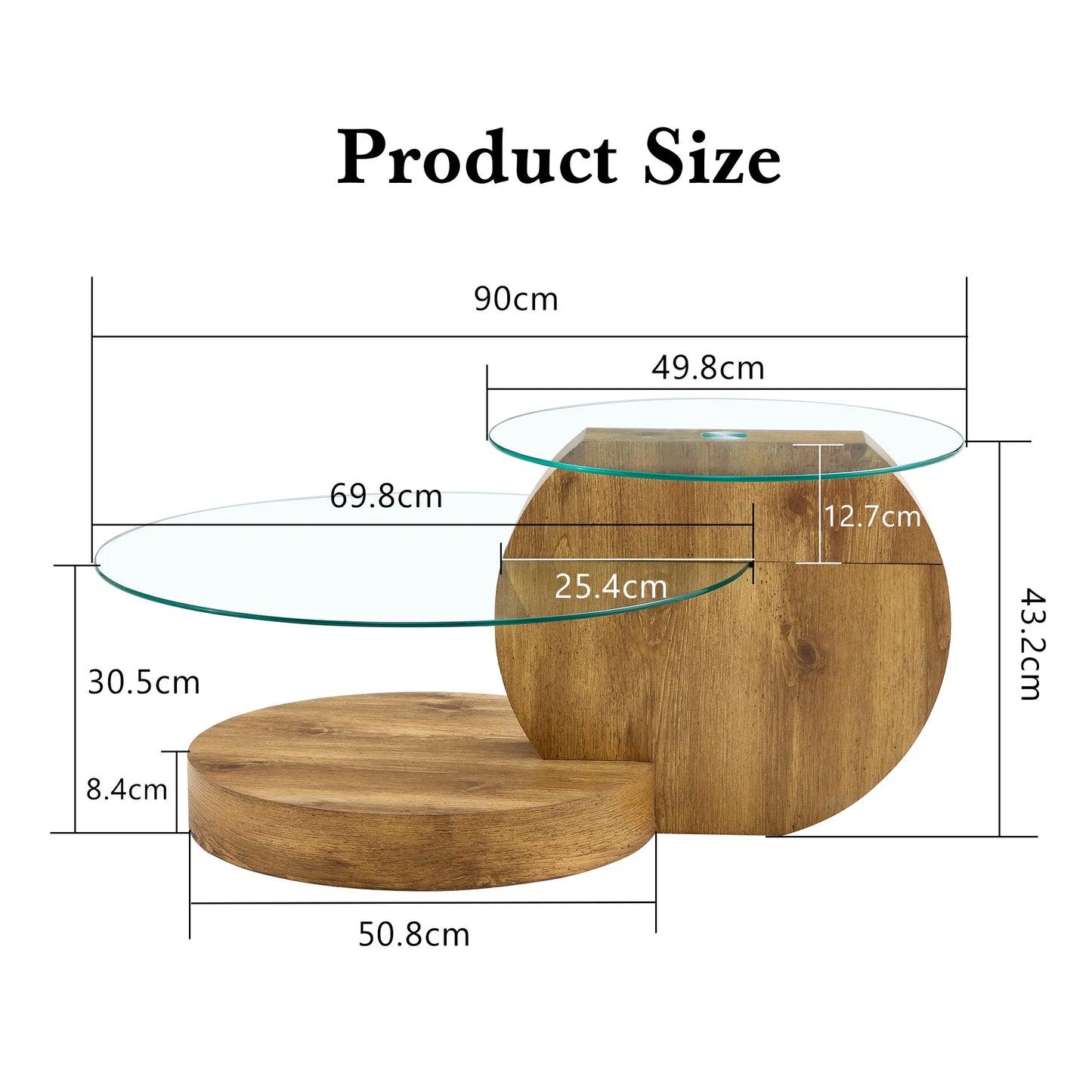 đȘ Minimalistiskt Runt Soffbord i Glas â Flerlagersdesign med TrĂ€struktur â För Vardagsrum & Kontor