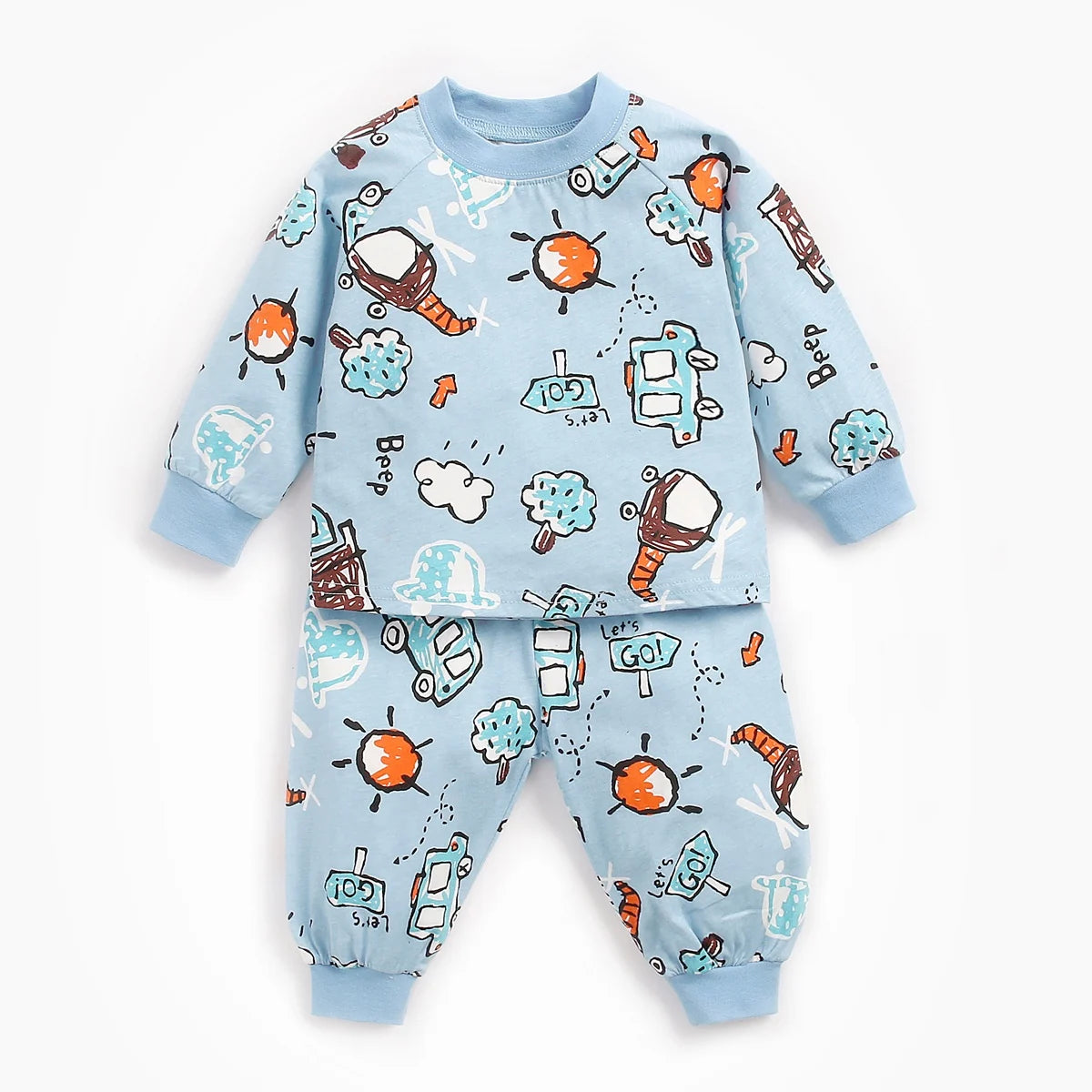 Färgglad Baby Pyjamas – 2-delad Set i 100% Kammad Bomull – Söta Tryck – För Nyfödda & Småbarn (0–4 år)