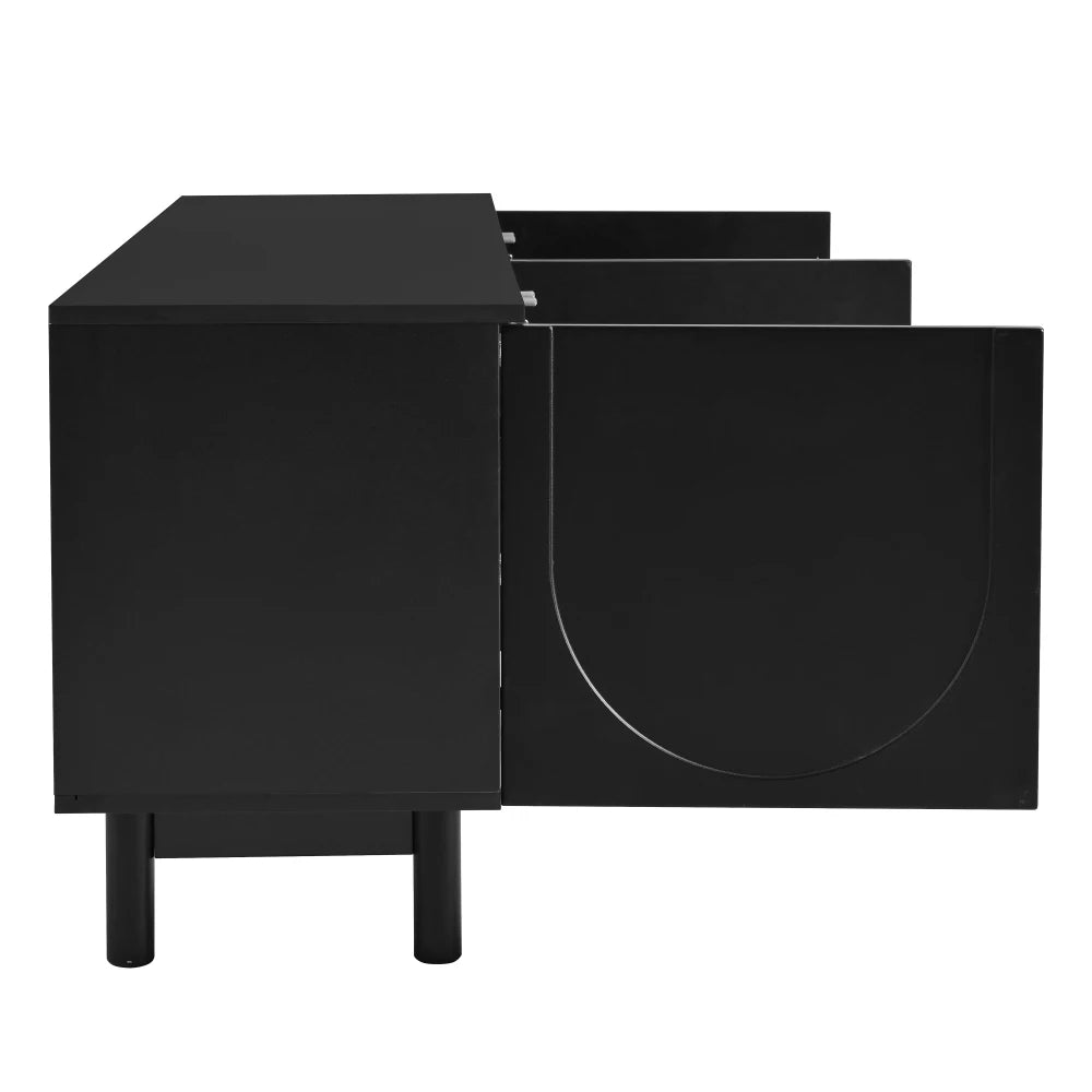 Modern Svart TV-bänk – Elegant Design med Justerbar Förvaring