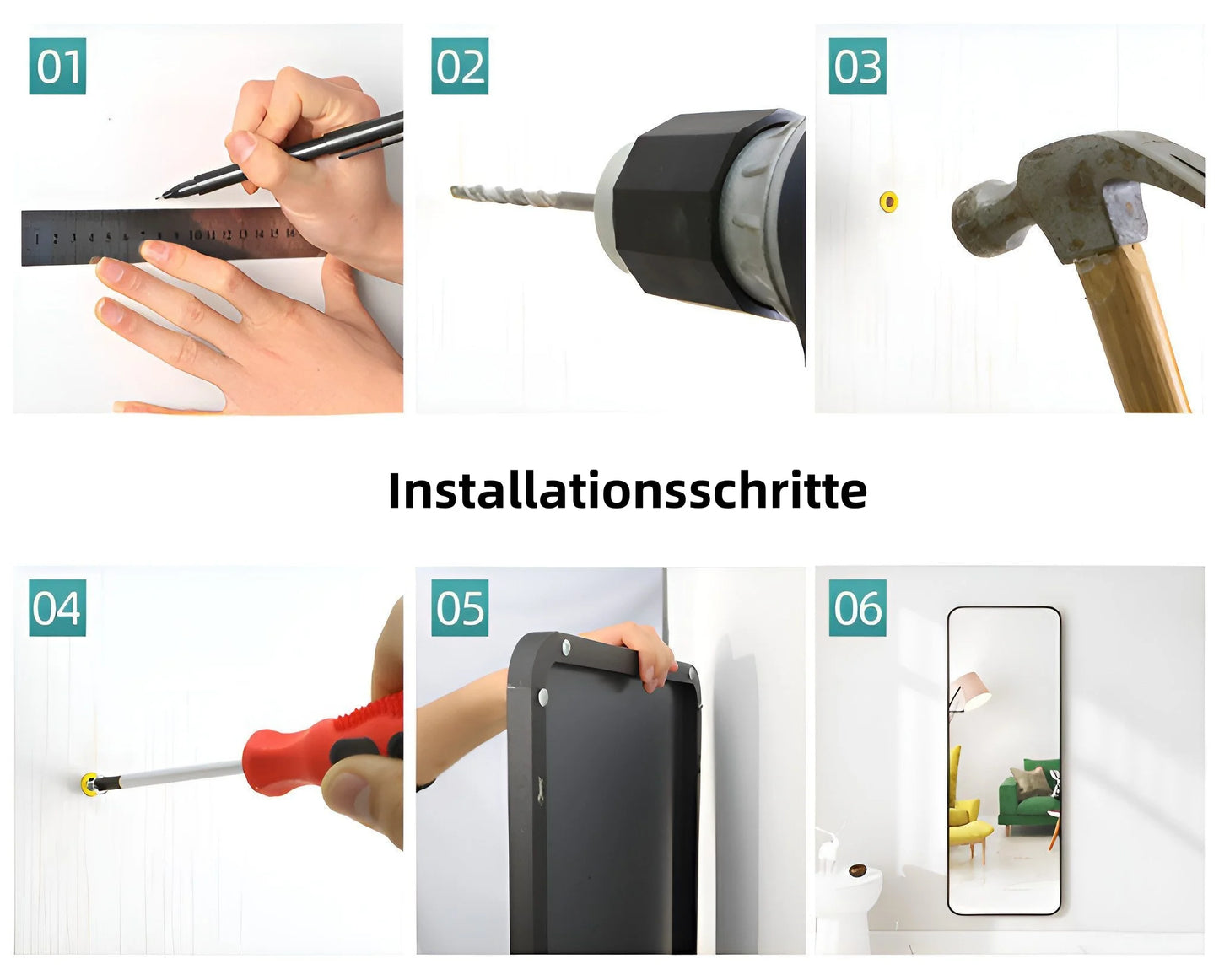 Helkroppsspegel med Rundade Hörn – 155 × 45 cm i Svart