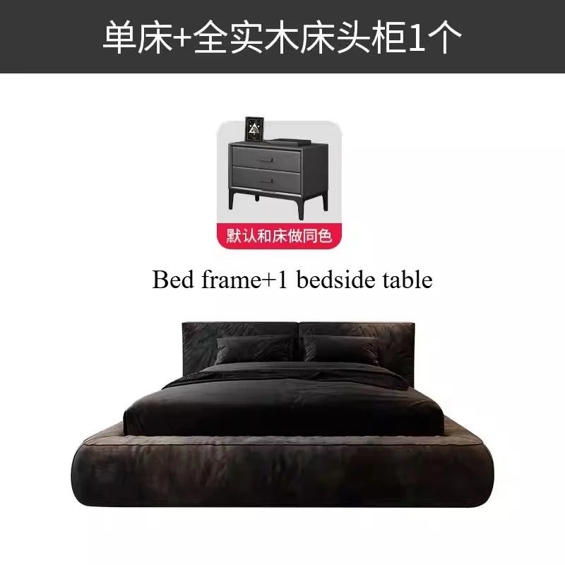 Lyxig Italiensk Minimalistisk Dubbelbädd – 180x200 cm – Modern Tatami Säng med Flanelltyg