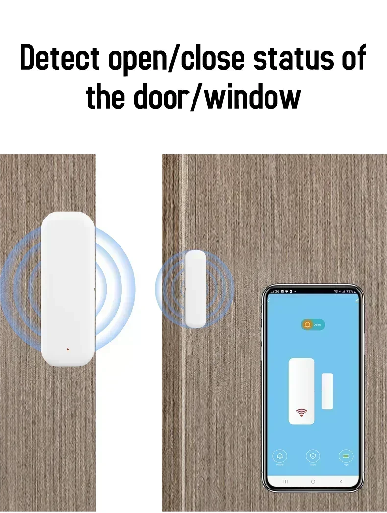 Tuya WiFi Dörr- & Fönstersensor – Smart Trådlös Detektor med Appstyrning