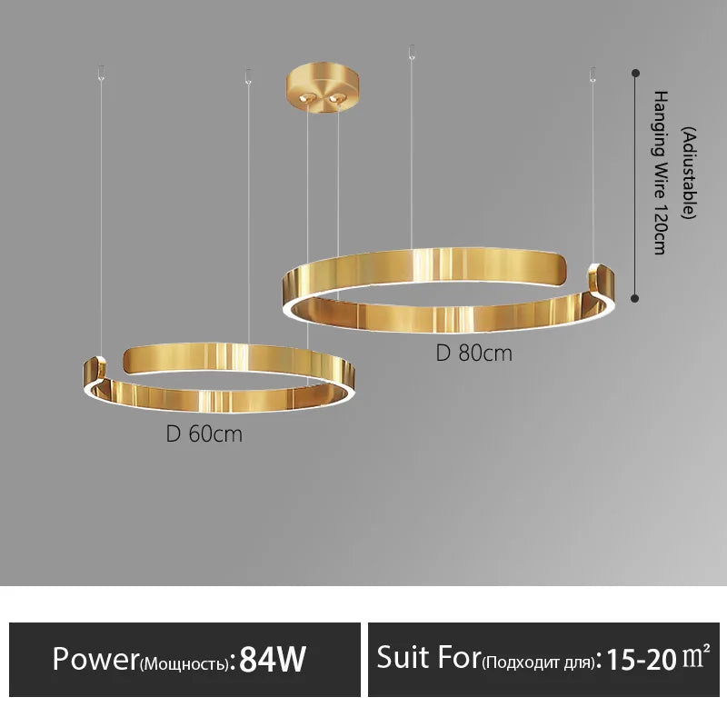 Nordisk LED Ringformad Taklampa – Modern Design i Roséguld, Svart, Vitt & Guld