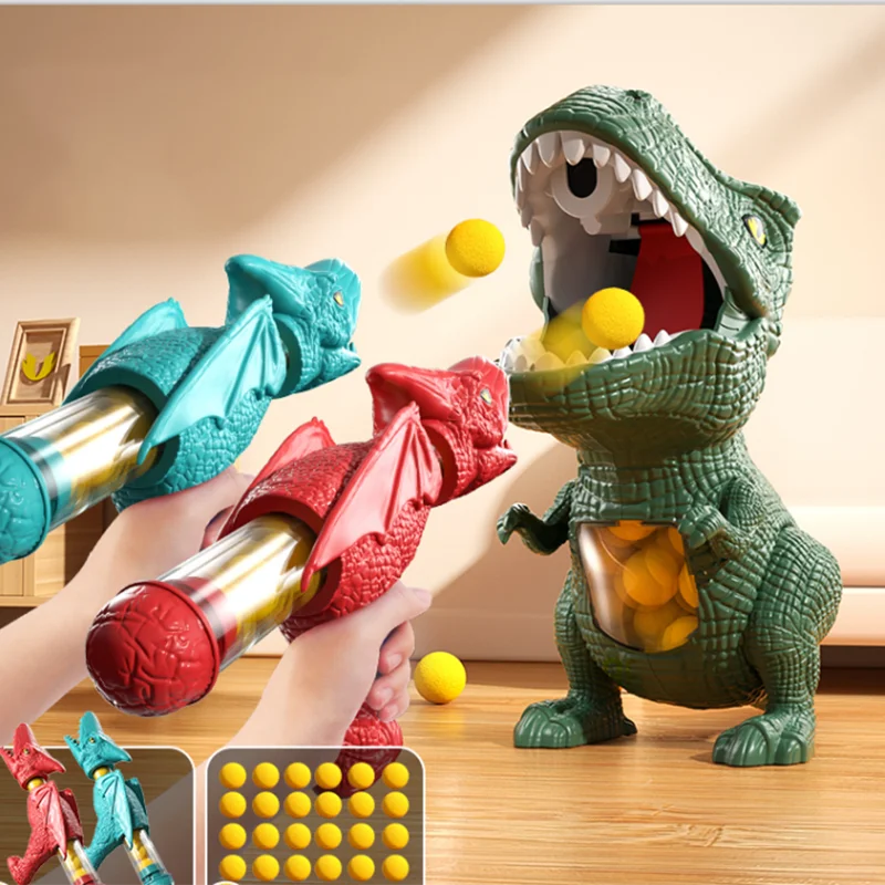 Dinosaurieskjutspel – T-Rex med mjuka kulor – Interaktiv leksak för barn & föräldrar