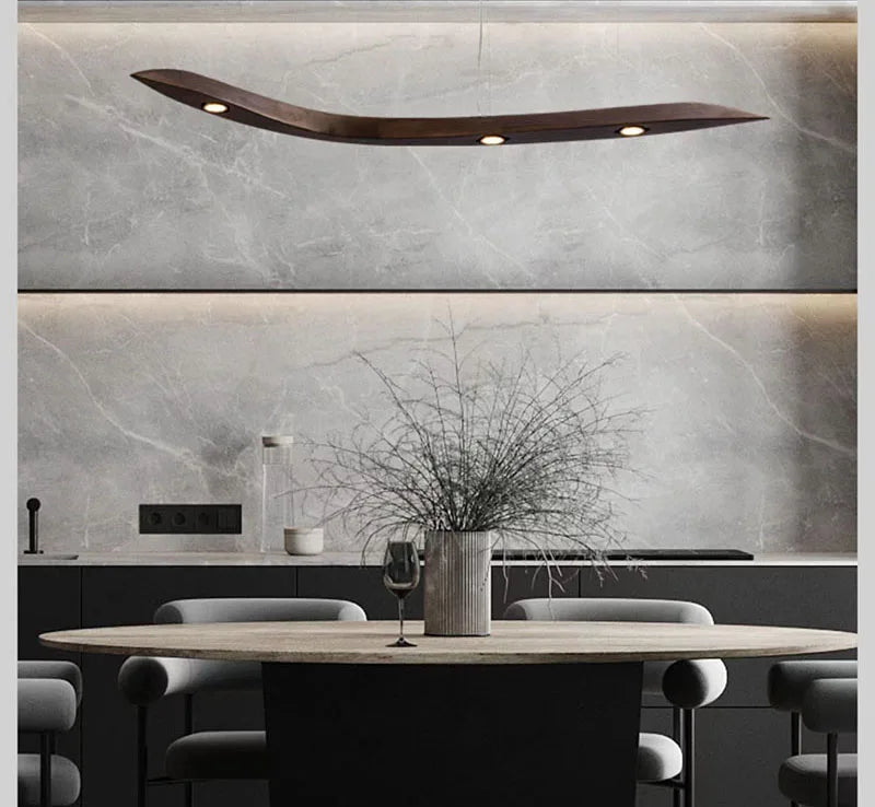 Modern Träpendellampa med LED – Elegant Takbelysning för Inomhusmiljöer