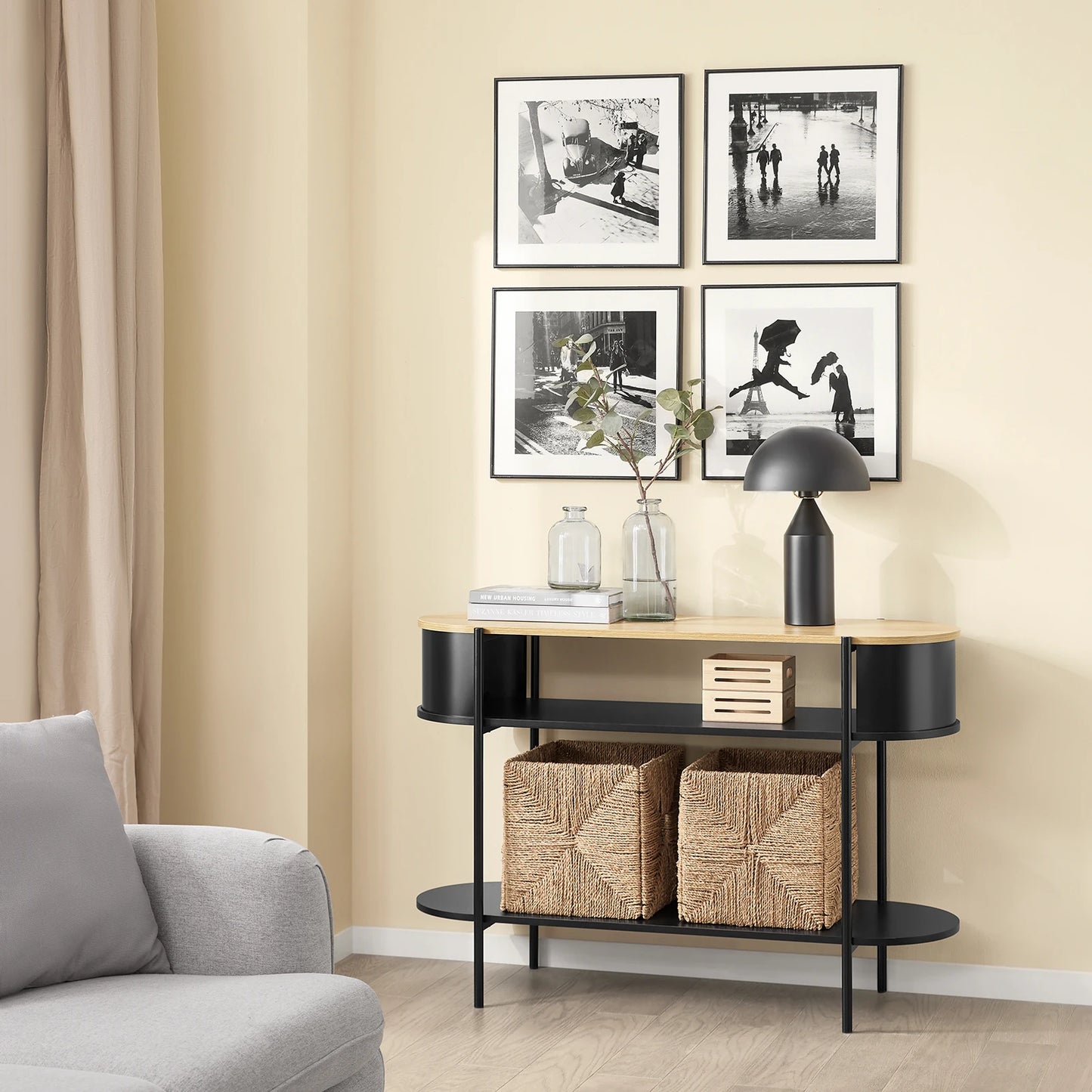 SoBuy FSB102 Konsolbord – Industriell Design med 3 Hyllplan