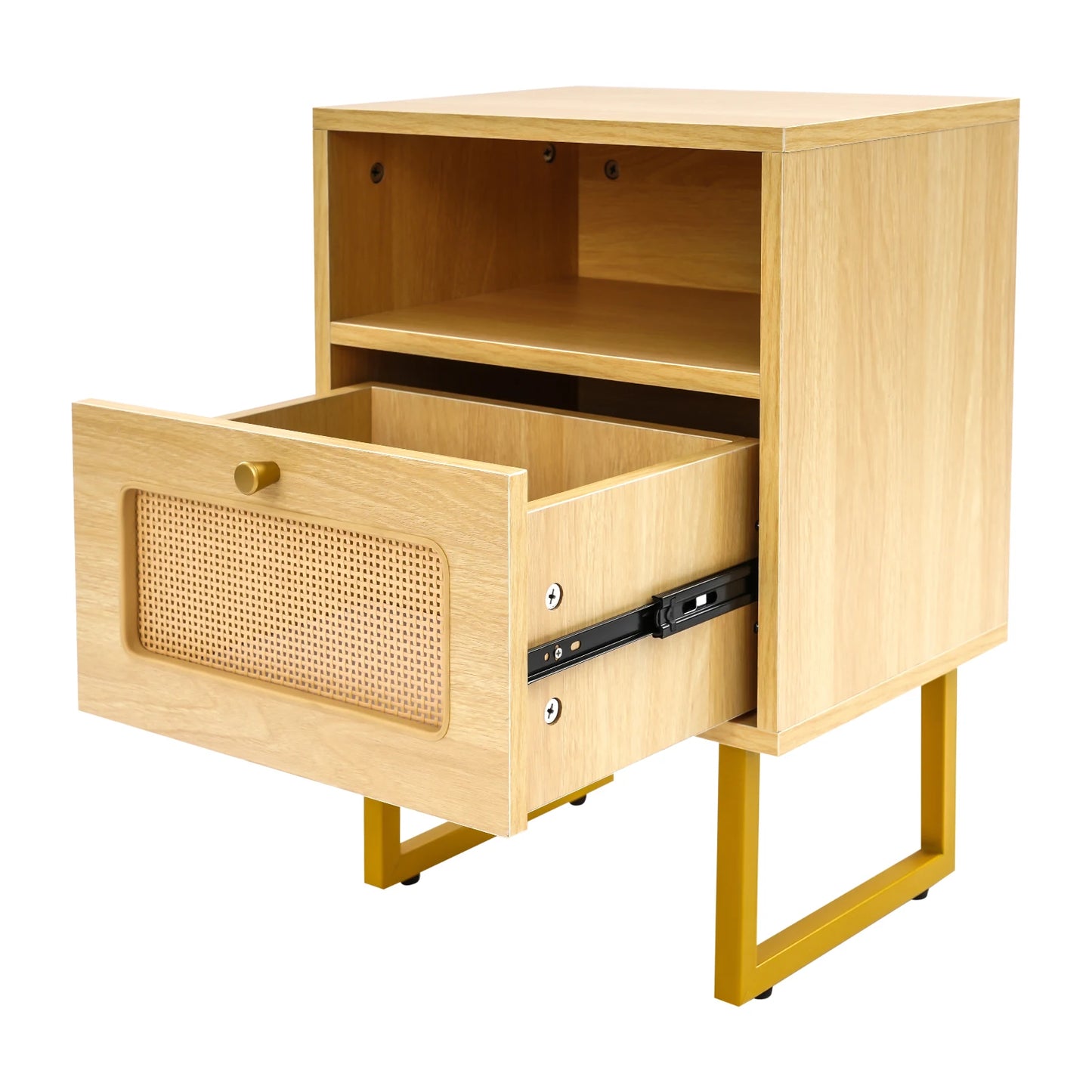 Kompakt Sängbord med Låda – 3 Nivåer & Rullhjul (39 × 29 × 56 cm)