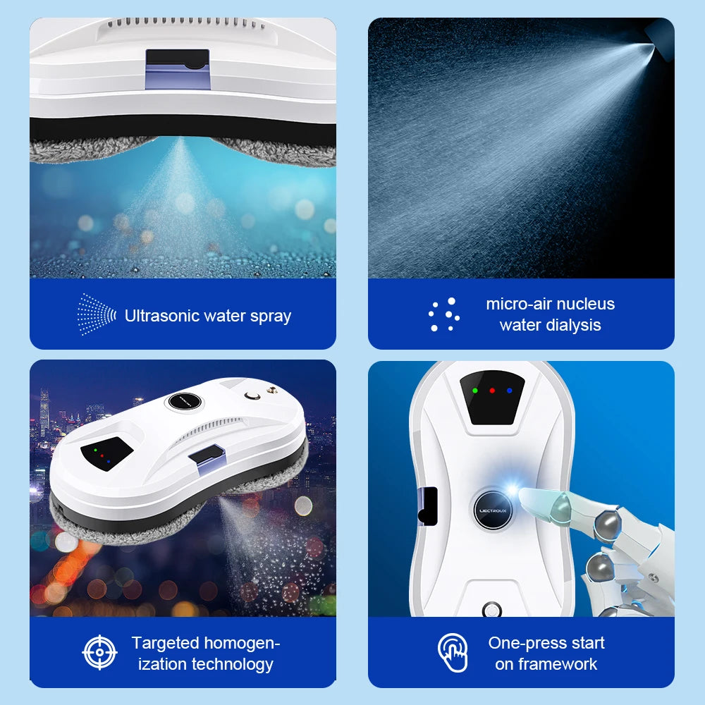 LIECTROUX YW610 Fönsterputsrobot – Ultratunn med Vattenspray & AI-ruttplanering