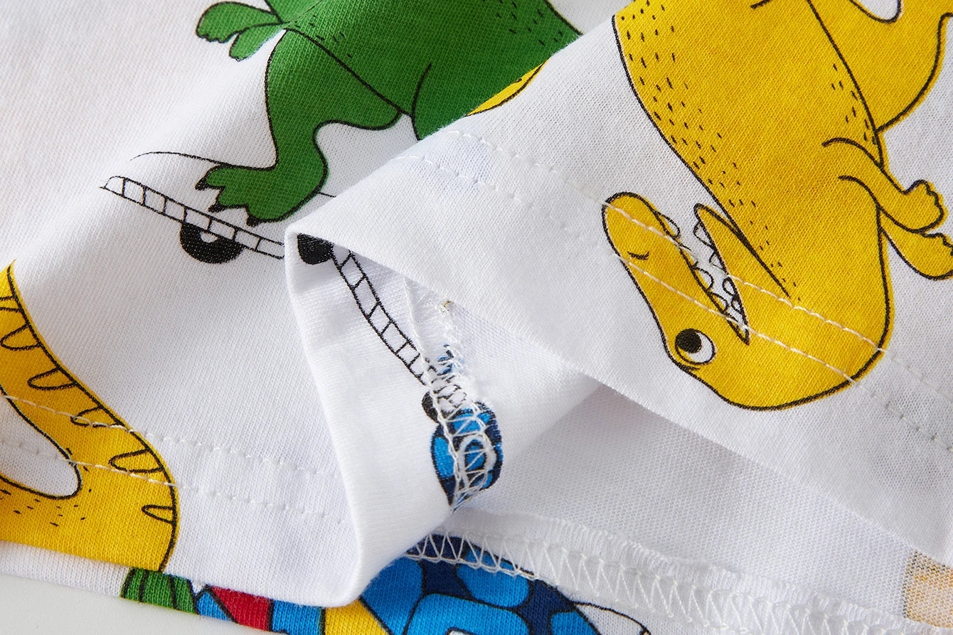 Barnpyjamas i 100% Bomull – Dinosaurieprint – 2-delad Set – Unisex 1–8 år