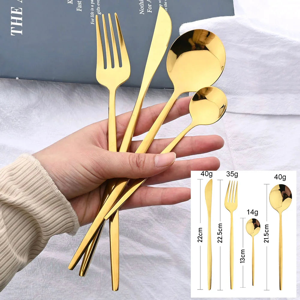 KNGZI Lyxigt Bestickset i Rostfritt Stål – 24-delar för 6 personer (med eller utan presentförpackning)