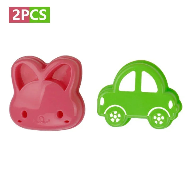2-pack Smörgåsformar – Söta djurmotiv (björn, katt, kanin, bil) – DIY-mackor & bakning
