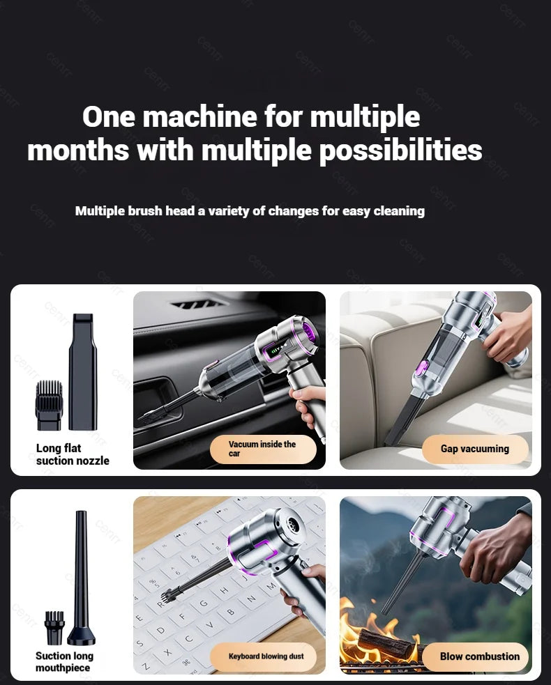 Multifunktionell trådlös bil-dammsugare – kraftfull, portabel, USB-C laddning