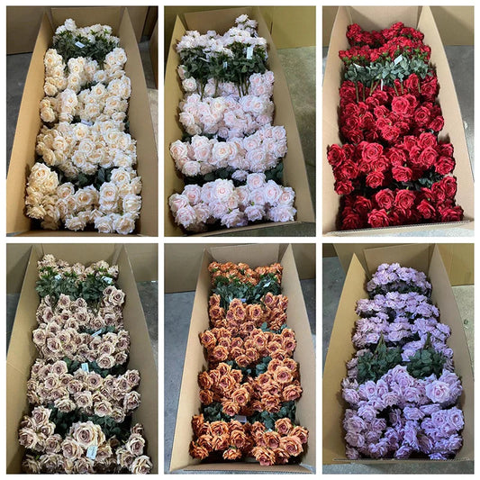 🌹 Rosbukett med Diamantrosor – 9 Blommor – 50 cm – Silkesblommor för Bröllop & Dekor