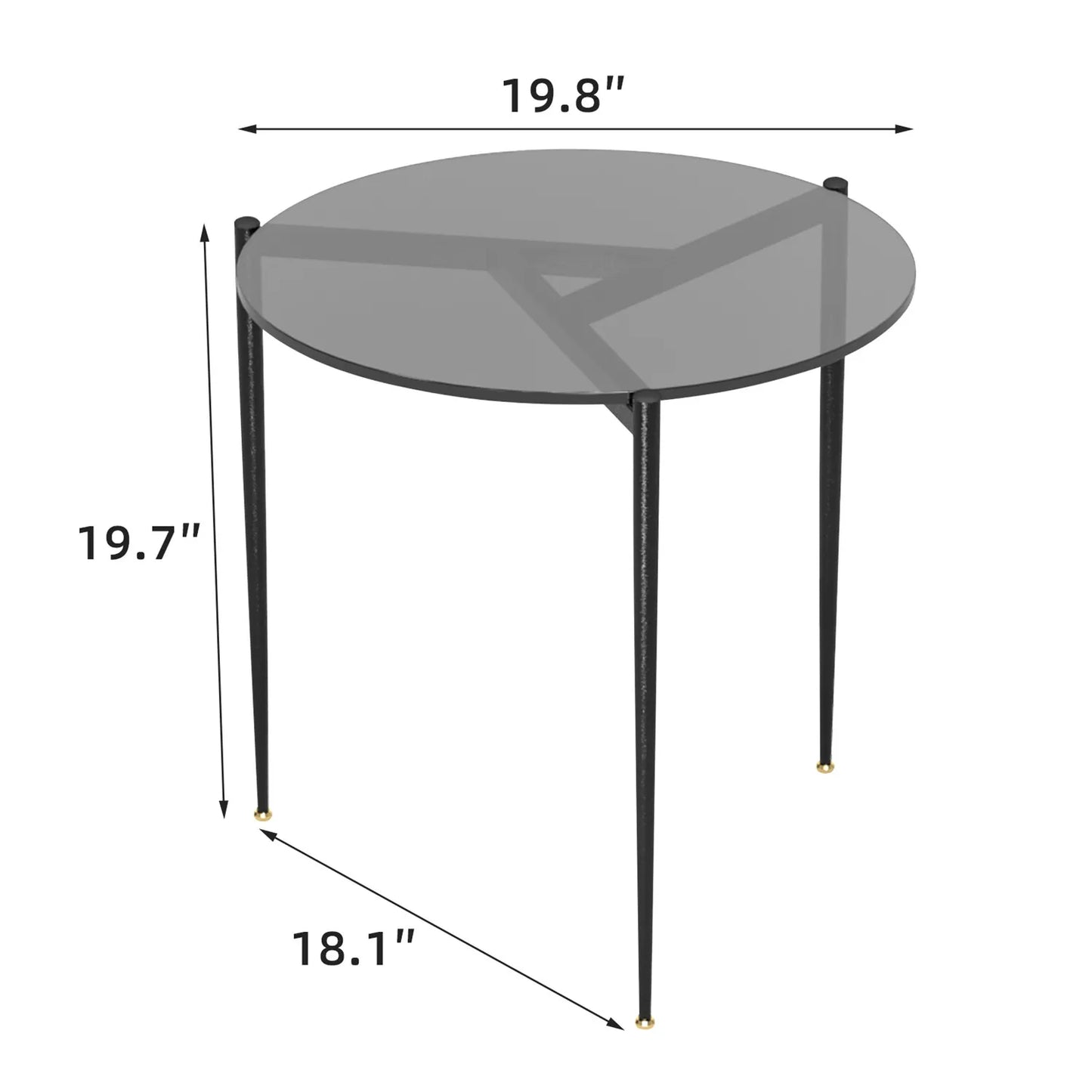 Wisfor Rund Sidobord i Glas – Modern Design med Metallben – 50×50 cm