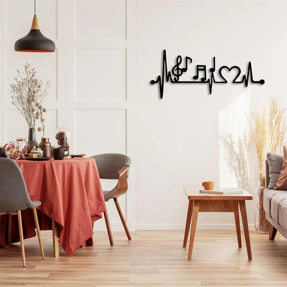 đ¶đ€ VĂ€ggkonst i Metall â âMusic with Heartâ â Svart Matt Dekor för Sovrum, Vardagsrum & Badrum