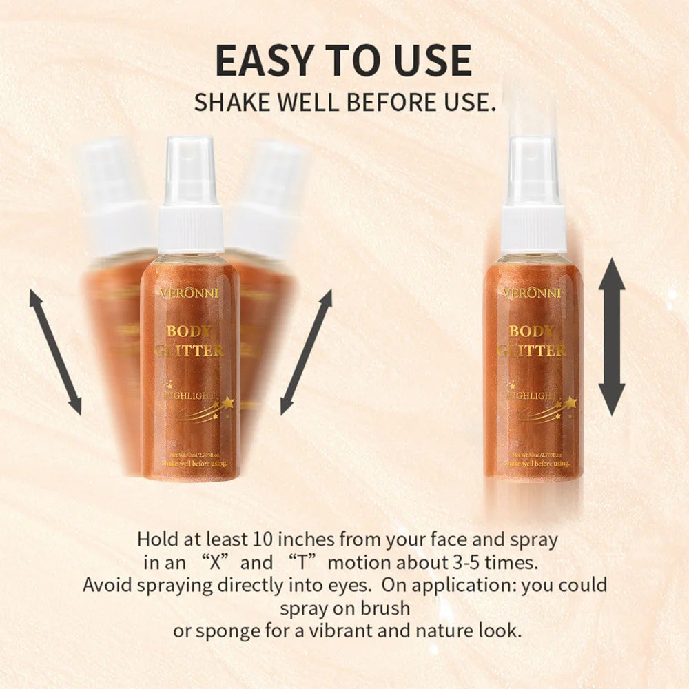 Body Glitter Spray Oil Lotion – 4 Colors