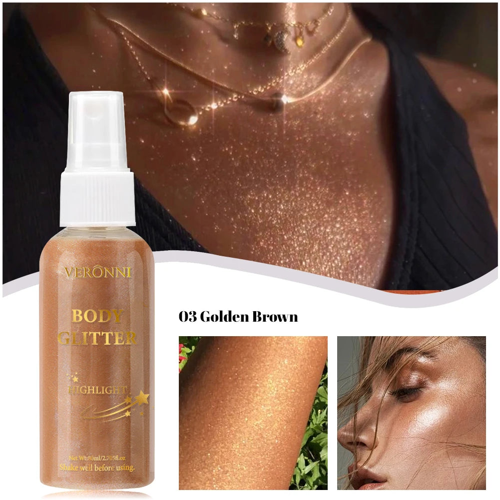 Body Glitter Spray Oil Lotion – 4 Colors