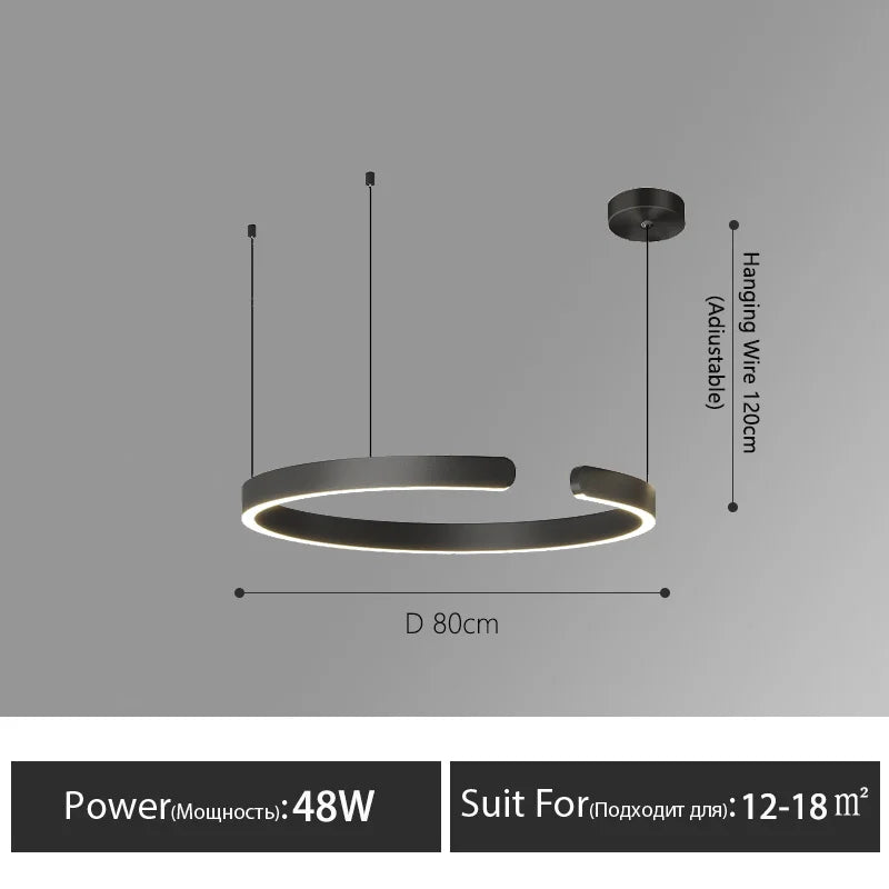 Nordisk LED Ringformad Taklampa – Modern Design i Roséguld, Svart, Vitt & Guld