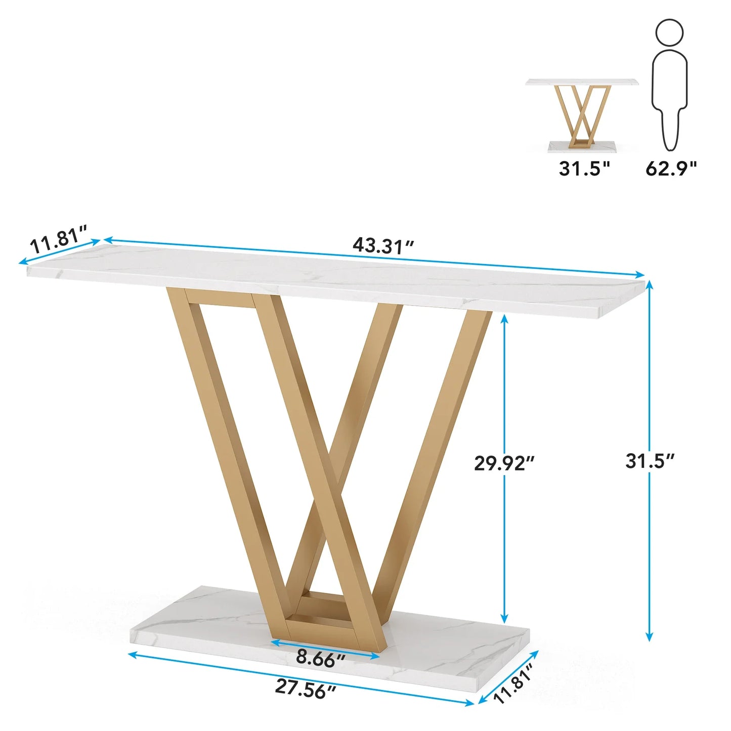 đȘ Tribesigns Konsolbord 110 cm â Industriell Design med V-formade Metallben â För Hall & Vardagsrum