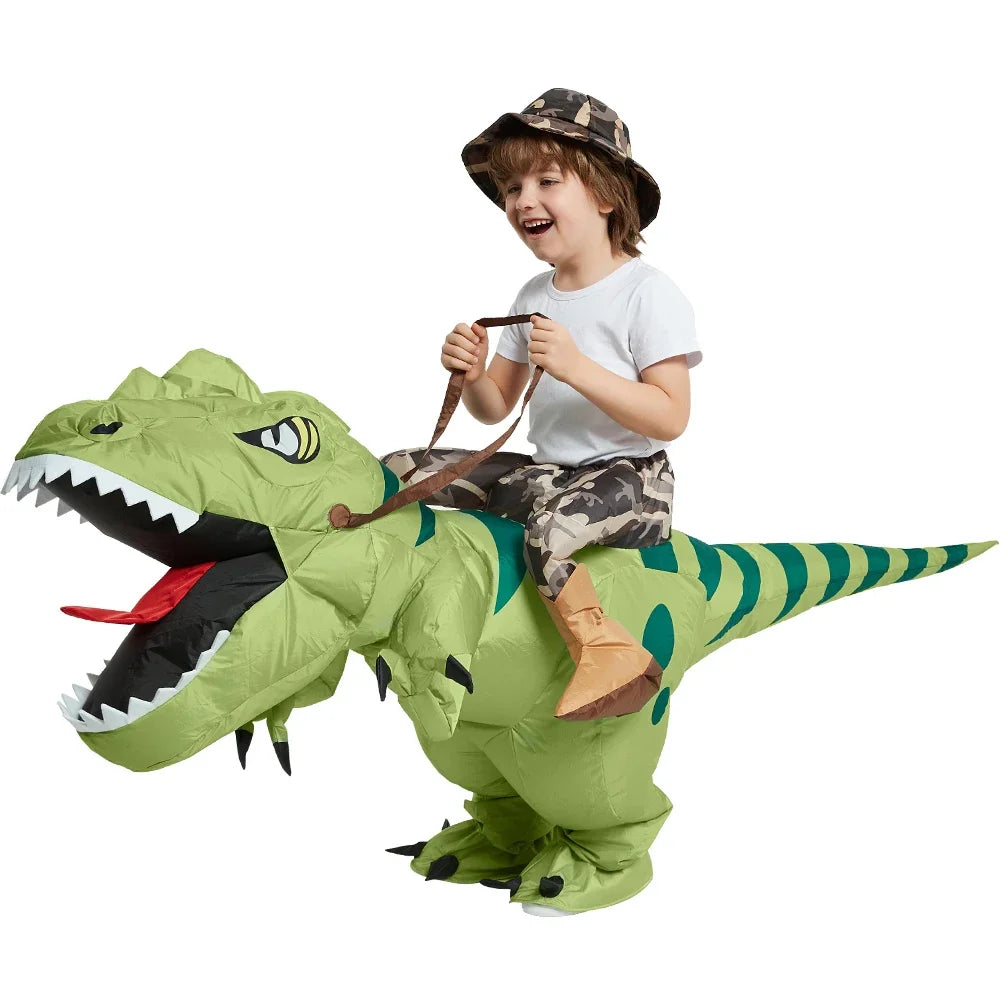 Uppblåsbar Dinosauriedräkt – T-Rex Kostym för Barn & Vuxna