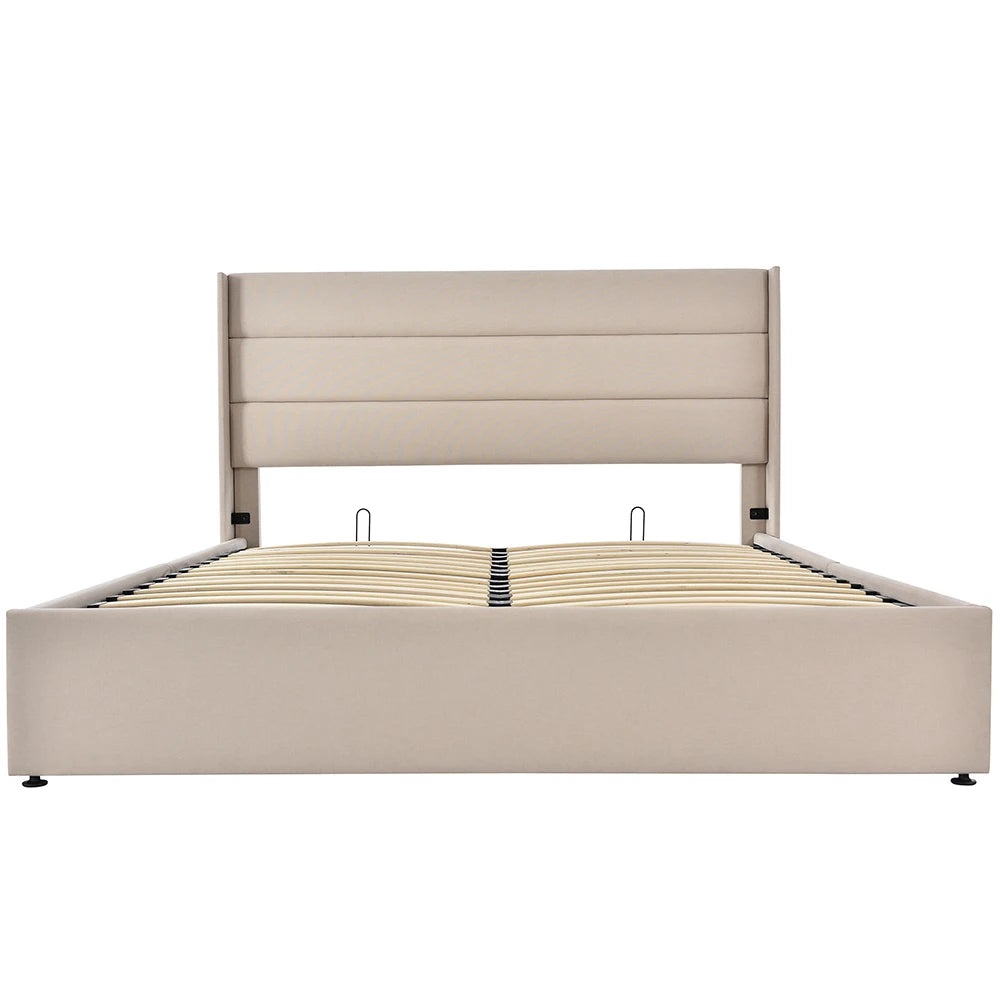 KOMHTOM Förvaringssäng 140×200 cm – Beige Linne