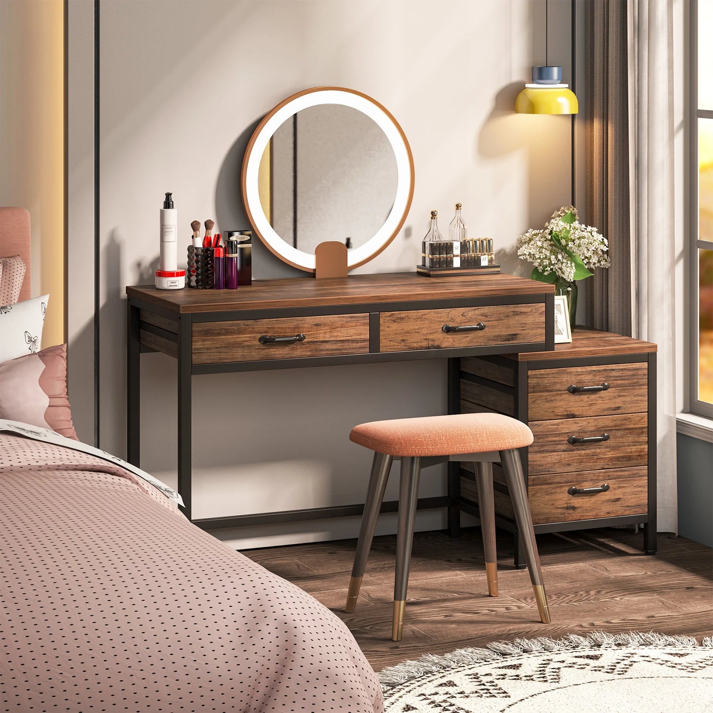 Tribesigns Skrivbord med 3 Lådor – 150 cm Industriell Design