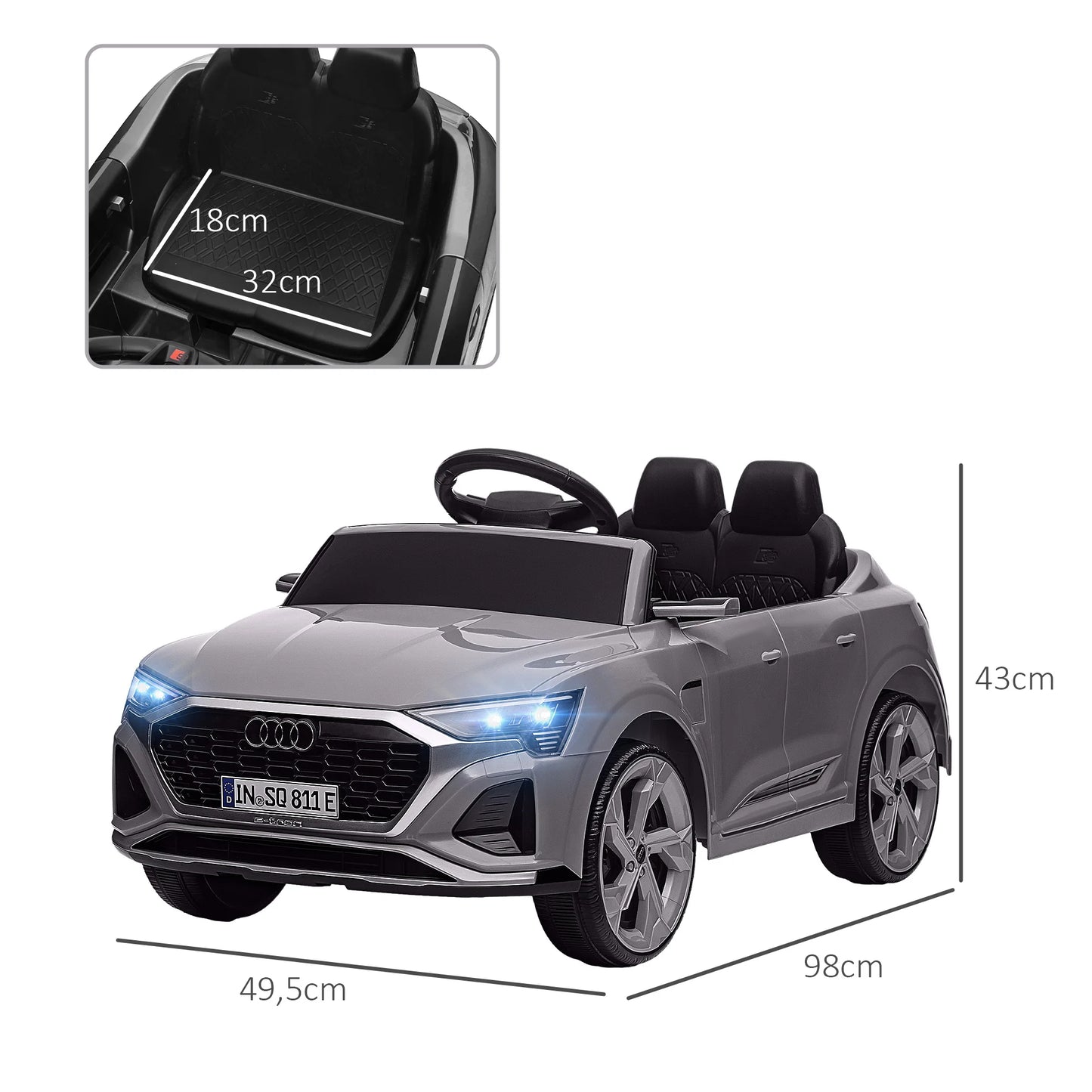 Elbil för Barn – Audi Q8 E-Tron 12V med Musik & Ljus