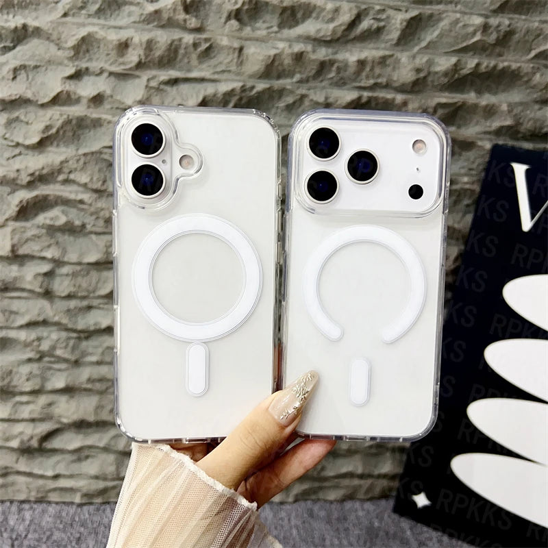 Magnetiskt Magsafe Skal – Transparent & Trådlös Laddning – För iPhone 11–17 Pro Max / Air / Mini