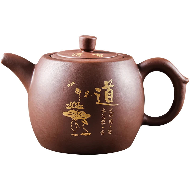 Yixing Tekanna i lila lera – Handgjord traditionell tekanna (1 liter)