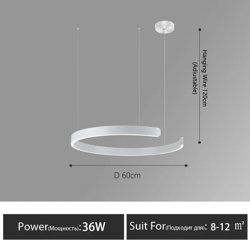 Nordisk LED Ringformad Taklampa – Modern Design i Roséguld, Svart, Vitt & Guld