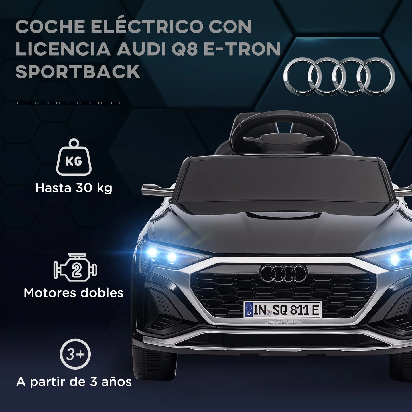 Elbil för Barn – Audi Q8 E-Tron 12V med Musik & Ljus