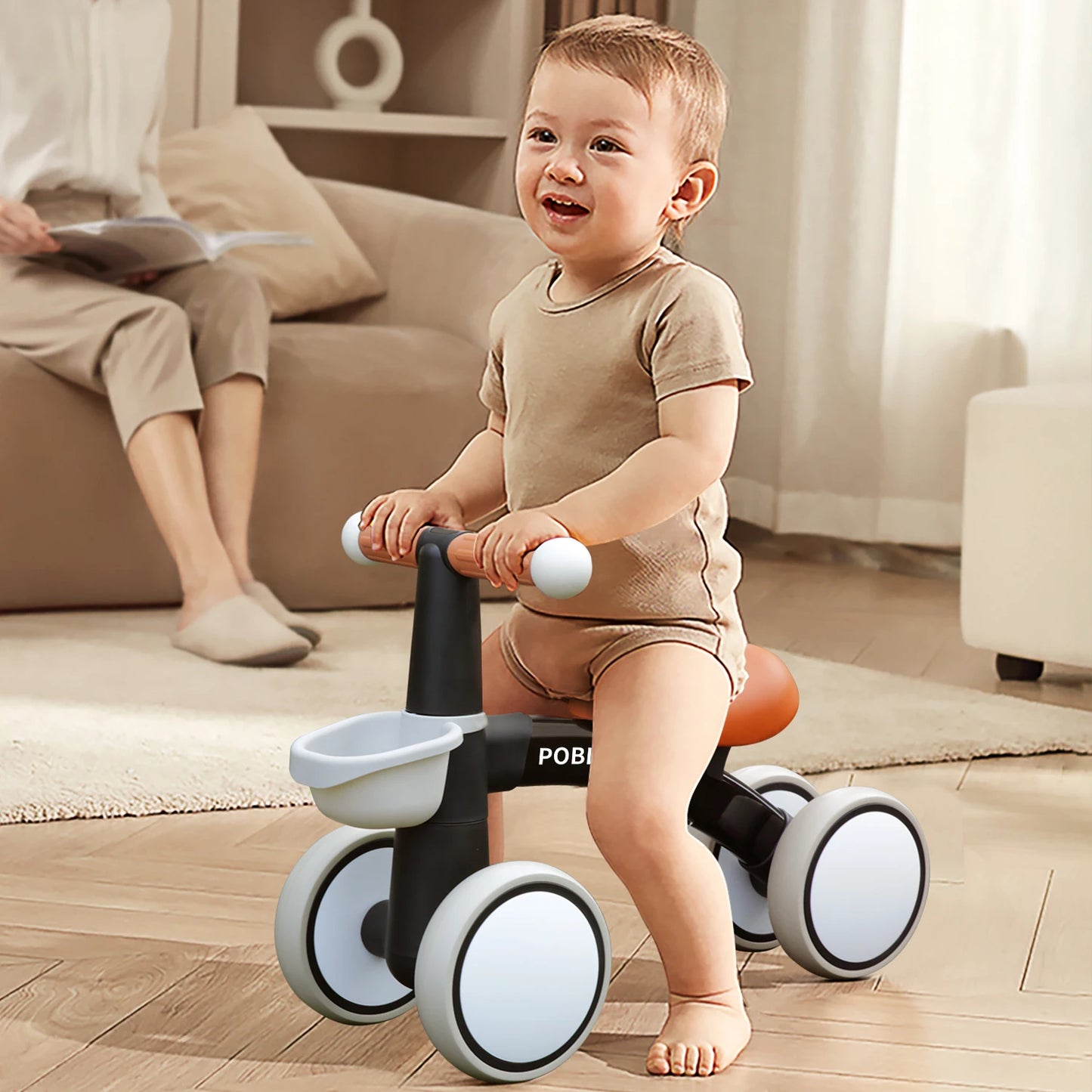 Barncykel utan pedaler – Balanscykel med korg för barn 12–24 månader