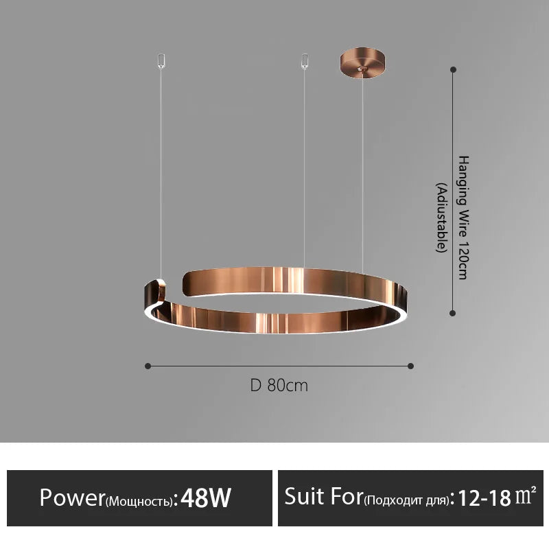 Nordisk LED Ringformad Taklampa – Modern Design i Roséguld, Svart, Vitt & Guld