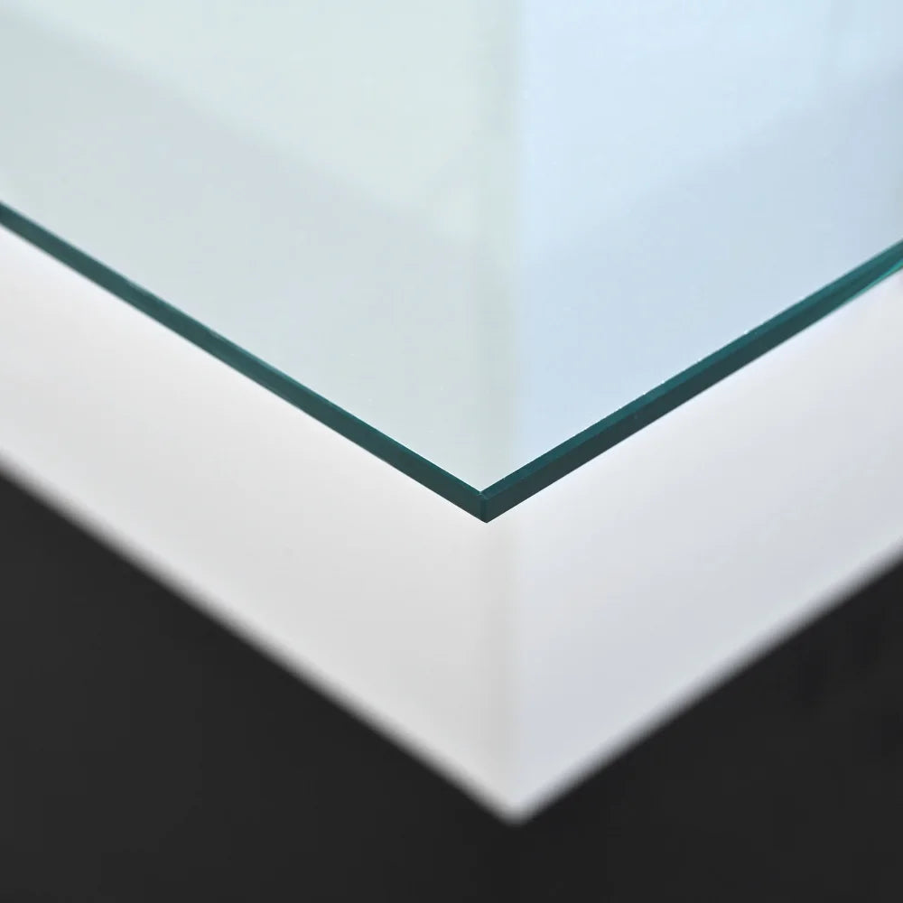 Modern Mobil Kaffebord med LED – Högblank Glasdesign – Svart & Vit – För Vardagsrum