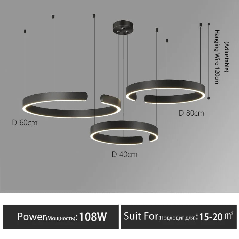 Nordisk LED Ringformad Taklampa – Modern Design i Roséguld, Svart, Vitt & Guld