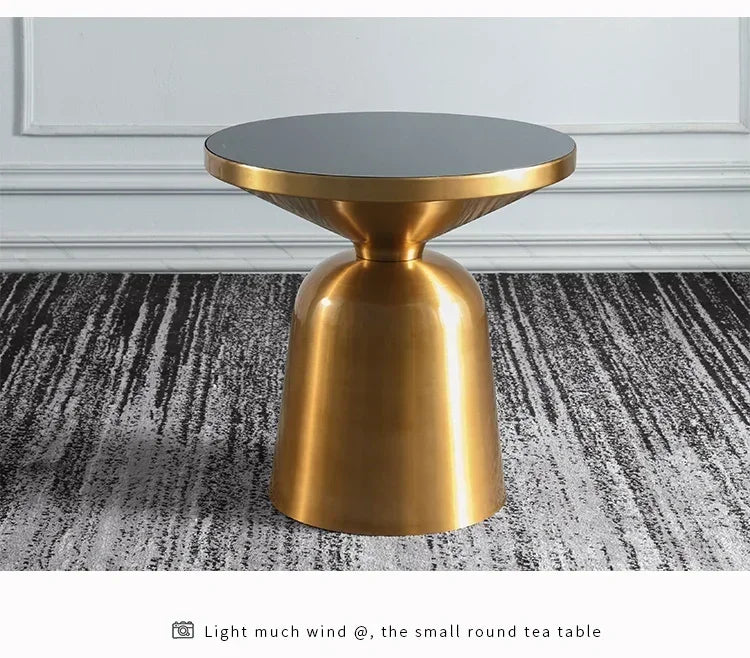 Nordiskt Soffbord i Metall & Glas – Lyxig Rund Design för Vardagsrum & Sovrum