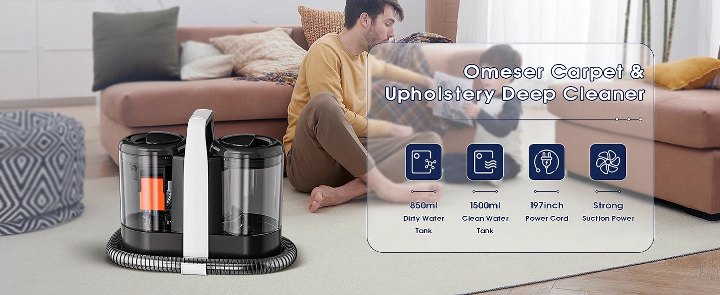 OMESER® W07 Fläckborttagare – 600W Möbel & Mattvård