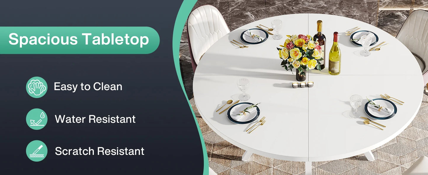 Tribesigns Runt Matbord – 120 cm Industriell Lantstil för 4–6 Personer