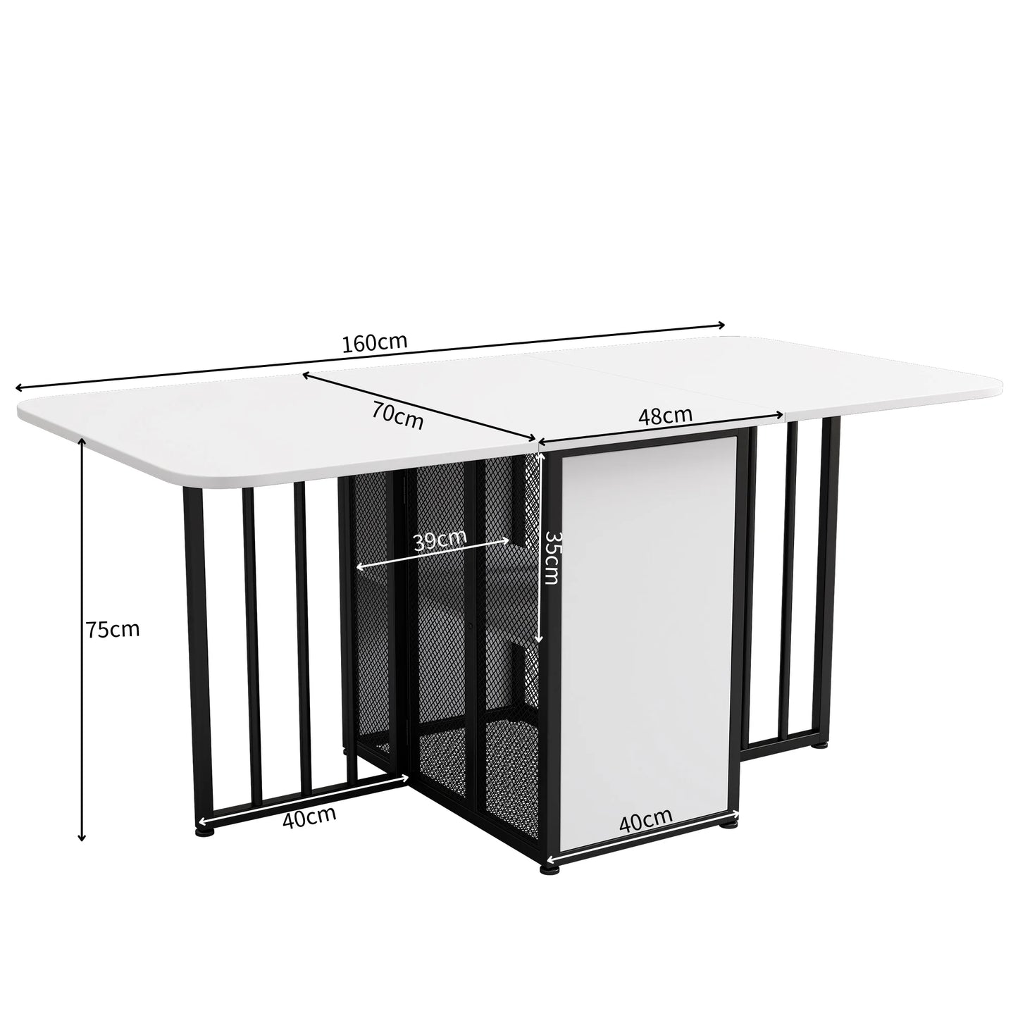 Fällbart Matbord – Multifunktionellt Bord med Lådor & Justerbar Form
