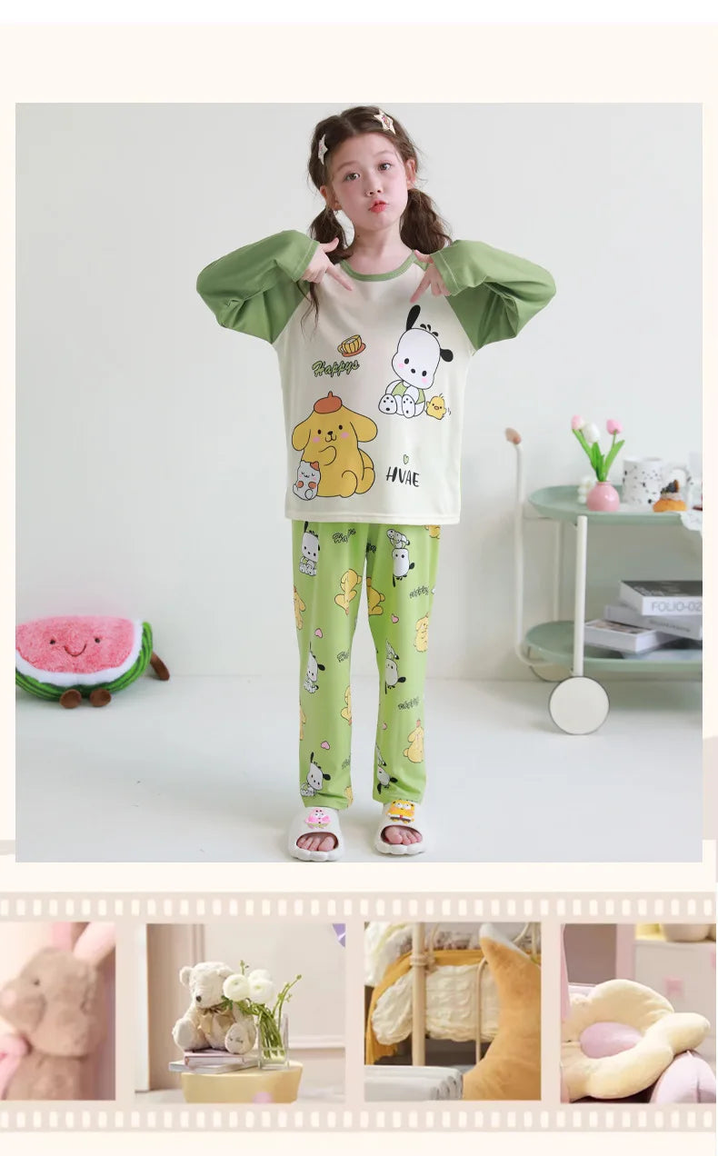 🧸 Sanrio Pyjamas för Barn – Kuromi, My Melody, Cinnamoroll – Långärmad – 100% Bomull – Kawaii Design