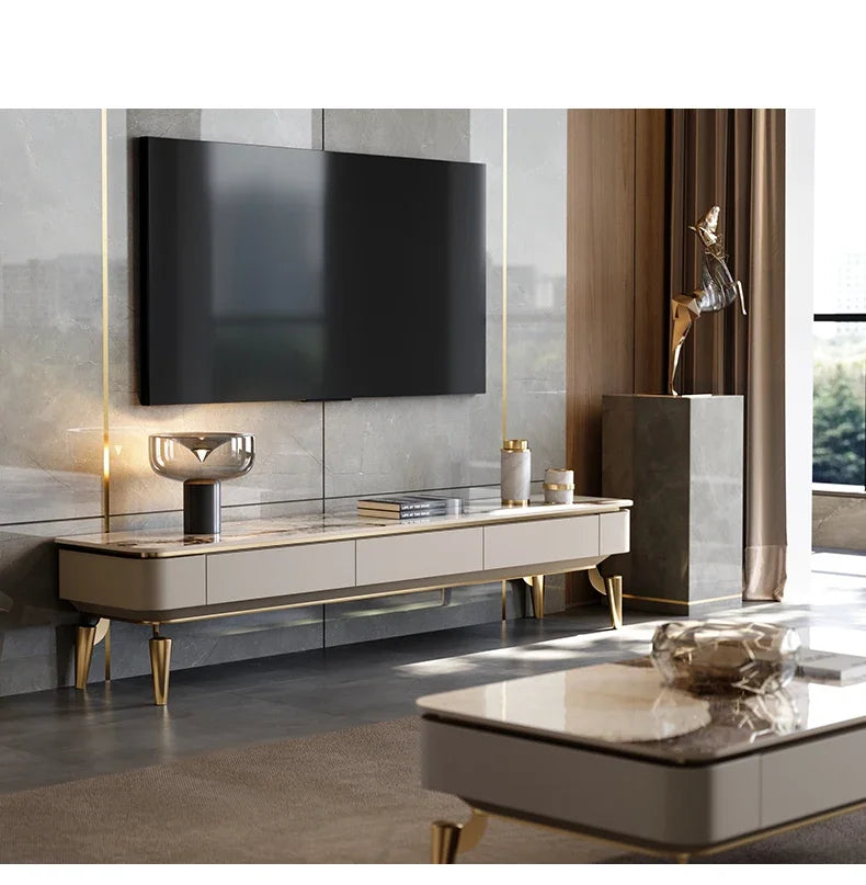 DUTRIEUX TV-bänk – Modern Minimalism med Lyxig Stenfinish