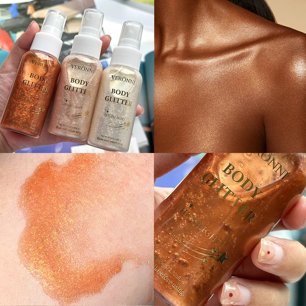 Body Glitter Spray Oil Lotion – 4 Colors