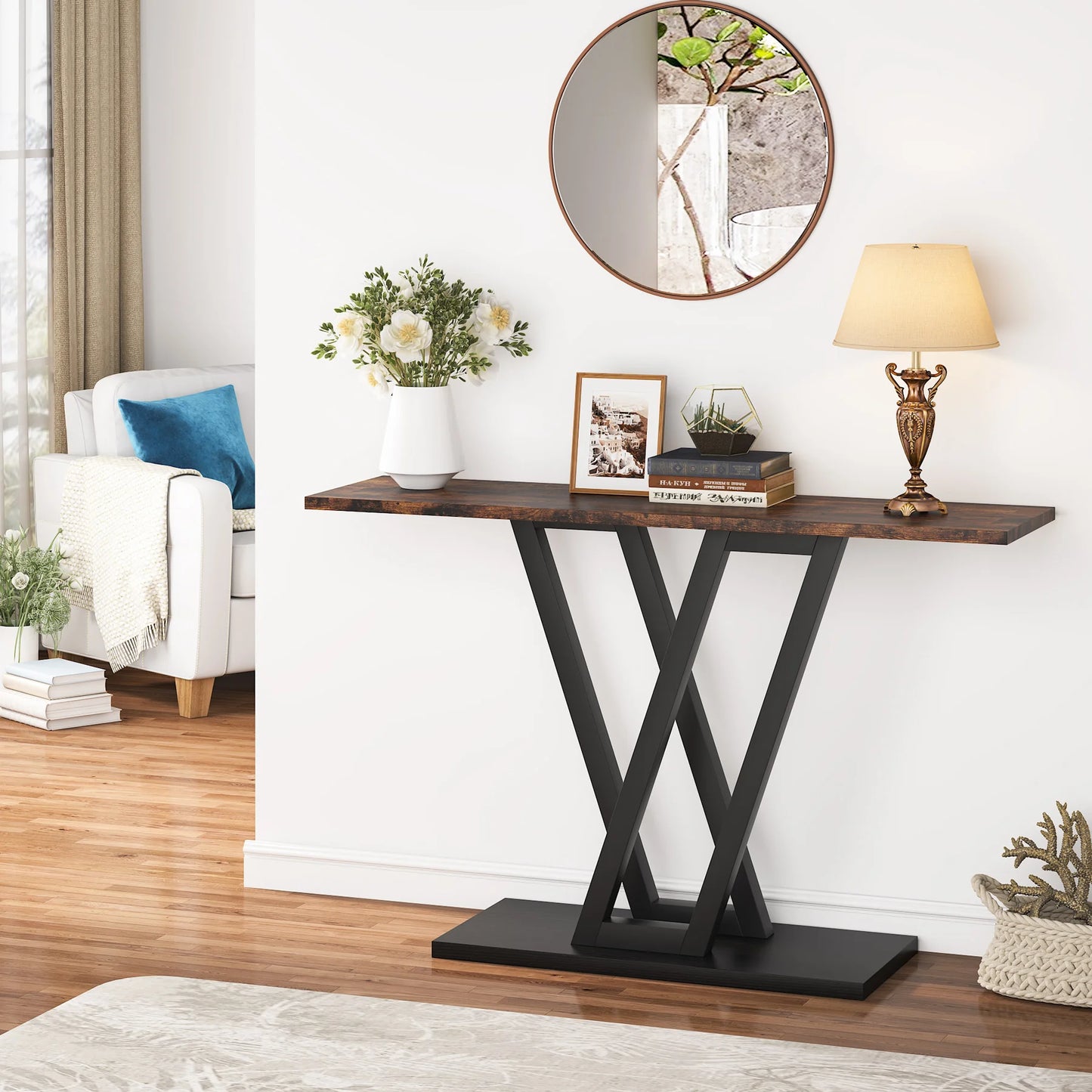 đȘ Tribesigns Konsolbord 110 cm â Industriell Design med V-formade Metallben â För Hall & Vardagsrum