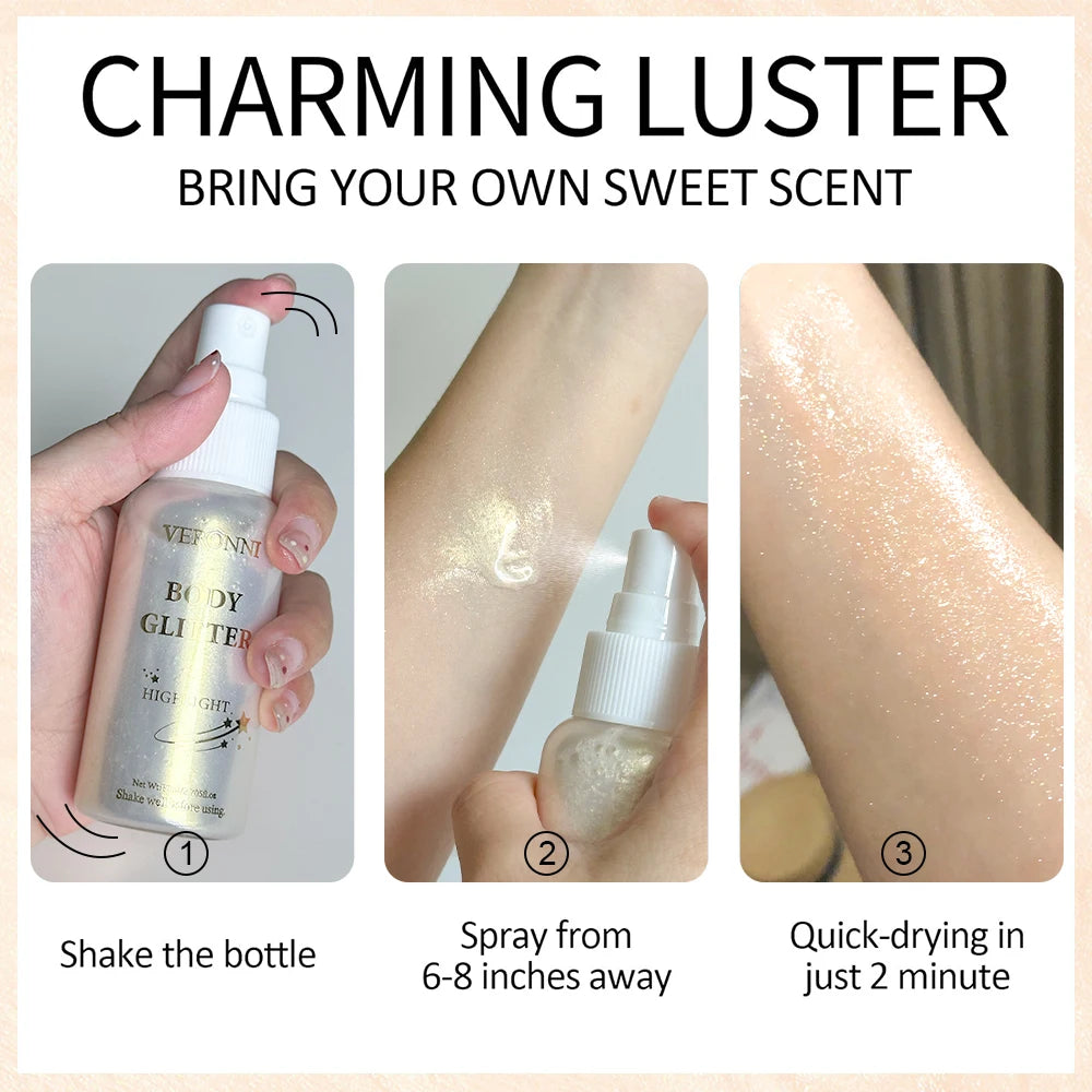 Body Glitter Spray Oil Lotion – 4 Colors