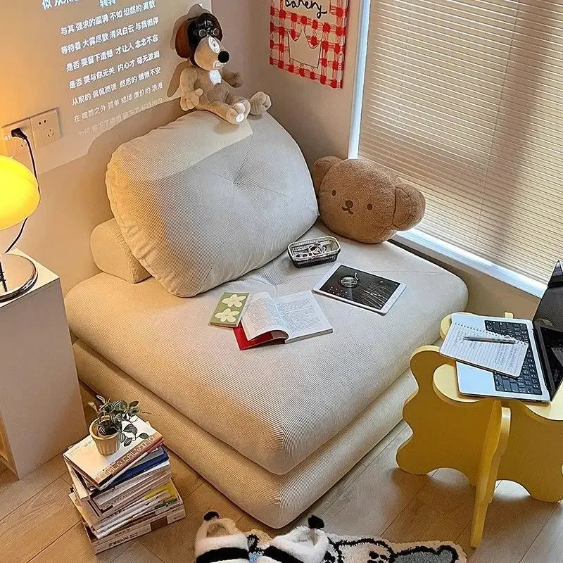 Modern Fällbar Soffbädd i Manchestertyg – 1-sits Futon med ryggstöd för vardagsrum & sovrum