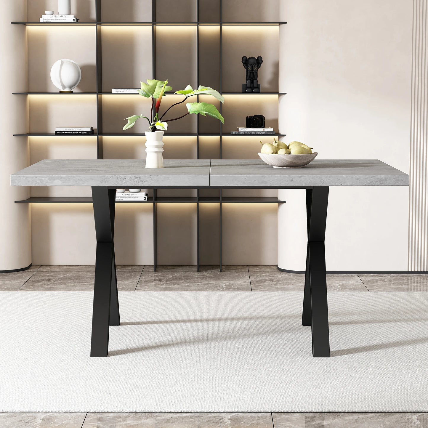 Jugacool Matbord – Modern Minimalism i Smidesjärn & Betonglook (140 × 80 cm)