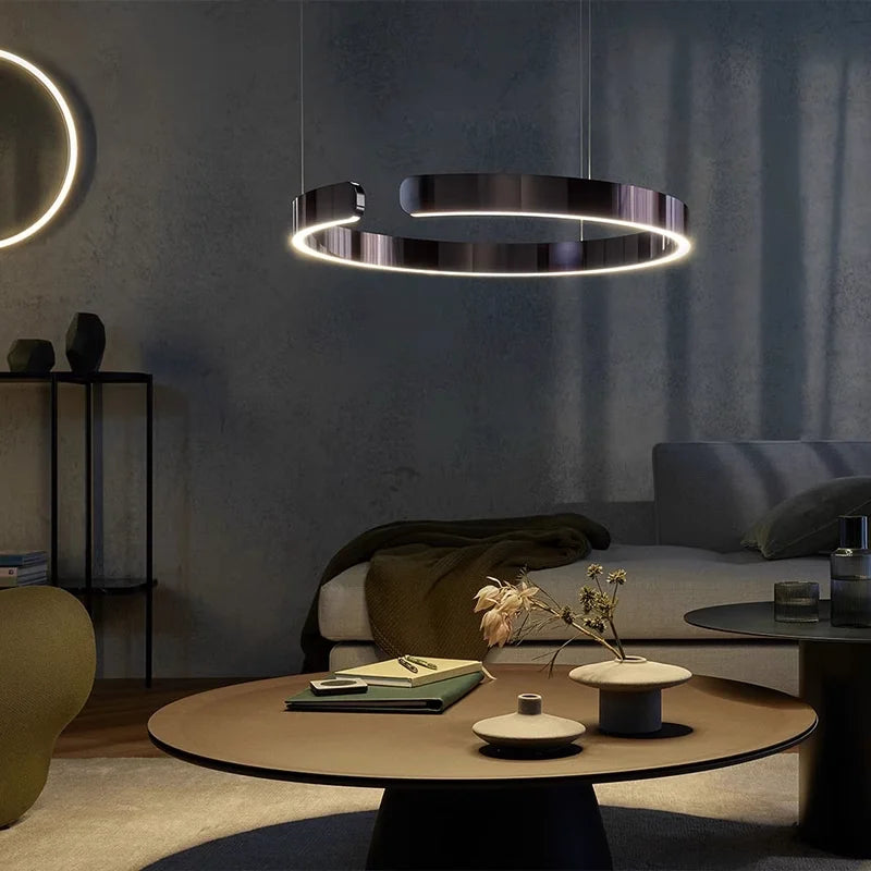 Nordisk LED Ringformad Taklampa – Modern Design i Roséguld, Svart, Vitt & Guld