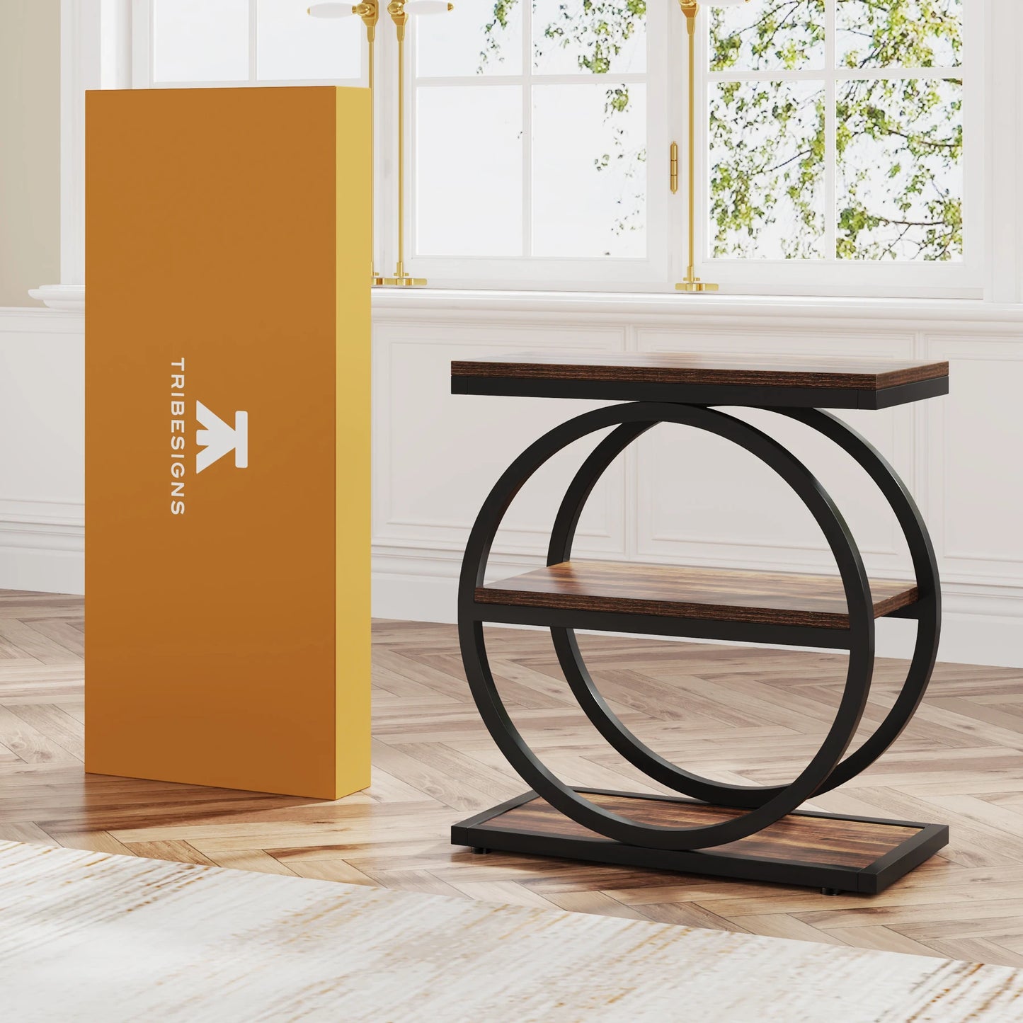 Tribesigns Industriellt Sidobord – Smal Design med 3 Hyllor